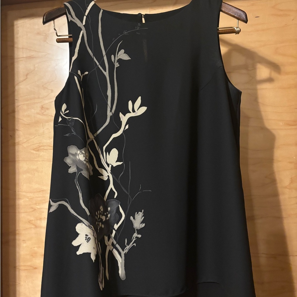 Cynthia Howie Black with White Floral Design two piece dress. Top and skirt